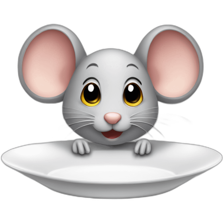 cute mouse look to empty plate emoji