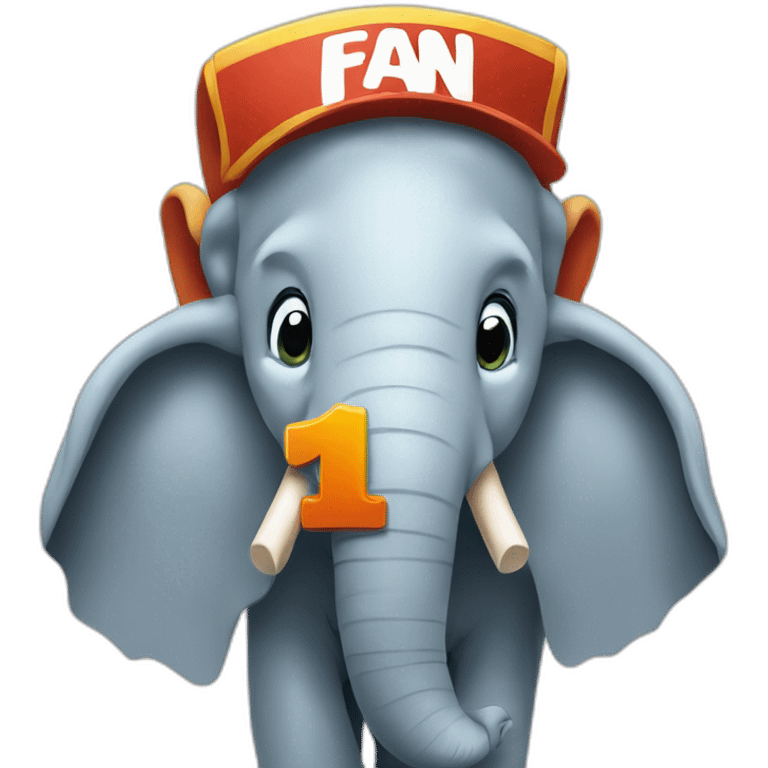 close up of an elephant holding a big sign that says Number 1 Fan emoji