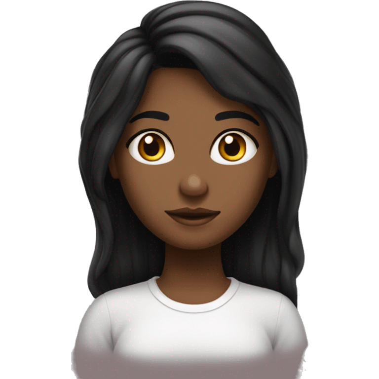 menina de olhos preto  cabelo muito longo cabelo preto e cabelo cacheado emoji