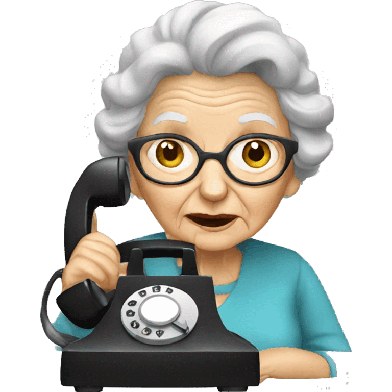 old woman ansewring the telephone emoji