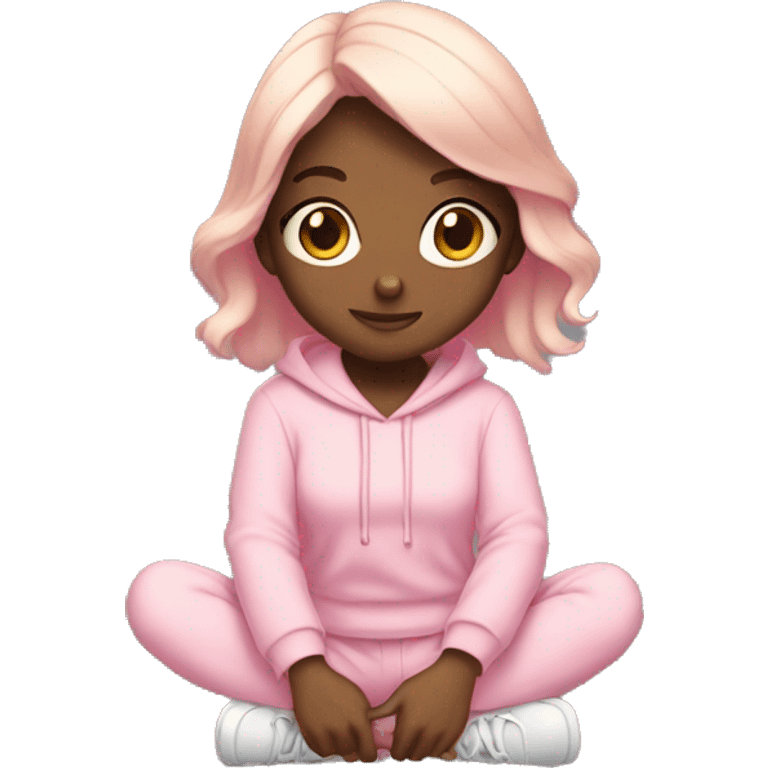 girl squatting with light pink clothes  emoji