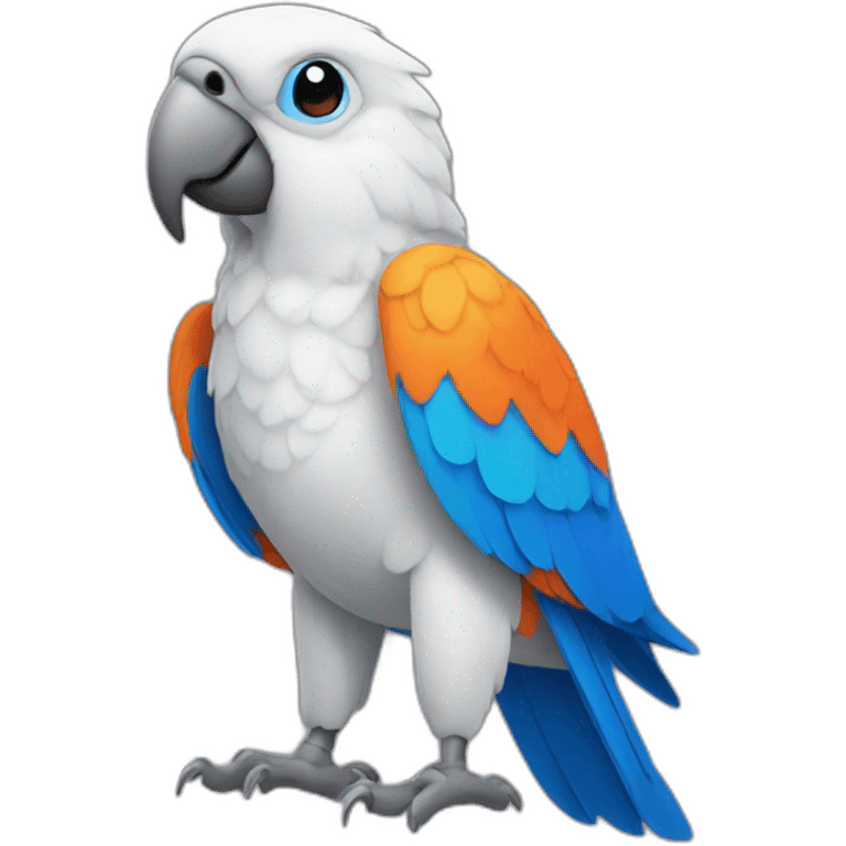 orange, blue and white parrot emoji