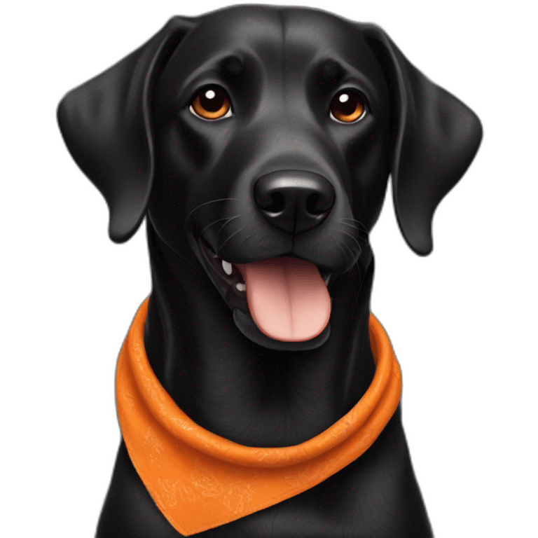 black dog with orange bandana around neck emoji