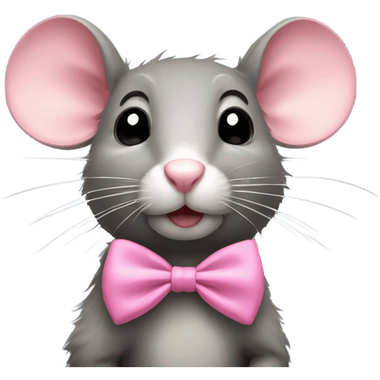 Rat wearing a pink bow emoji