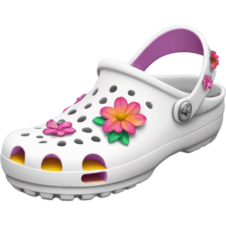 White Crocs with flowers emoji