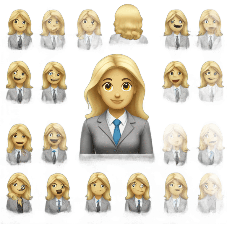 Blonde office girl，black emoji