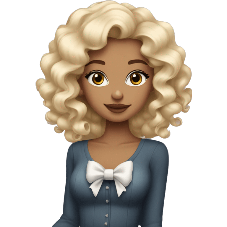 blonde girl bombshell curls winter cute wearing channel bow  emoji