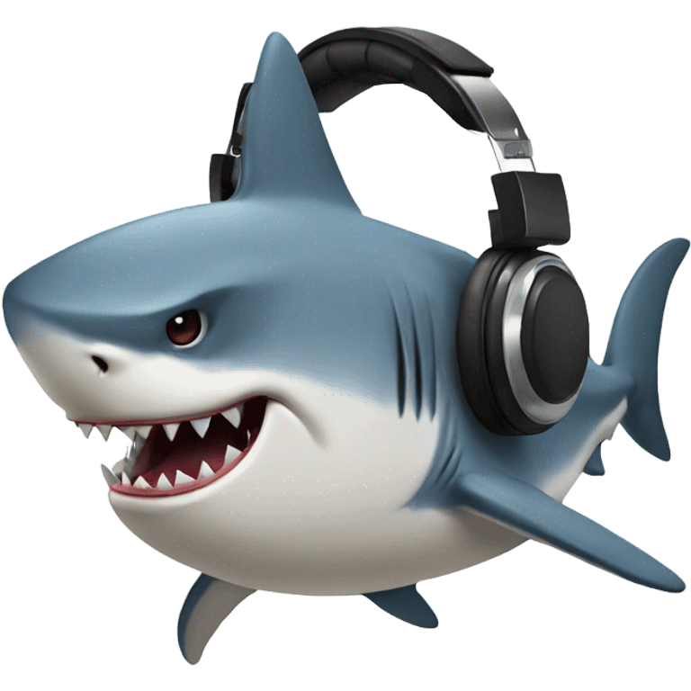 Angry shark with headphones  emoji