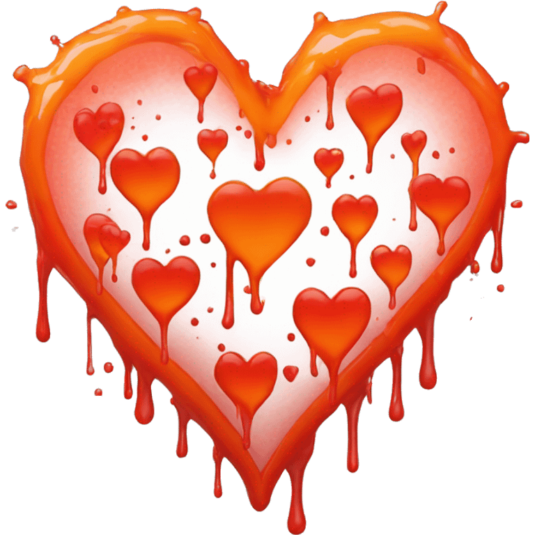 bleeding red heart glowing red-orange with splatter emoji