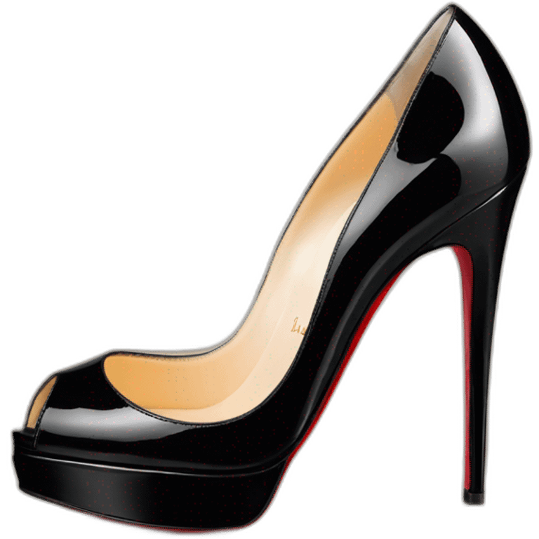 View back one back Louboutin Black patent Leather Lady Peep Toe Platform emoji