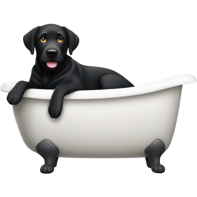 Black lab in bathtub  emoji