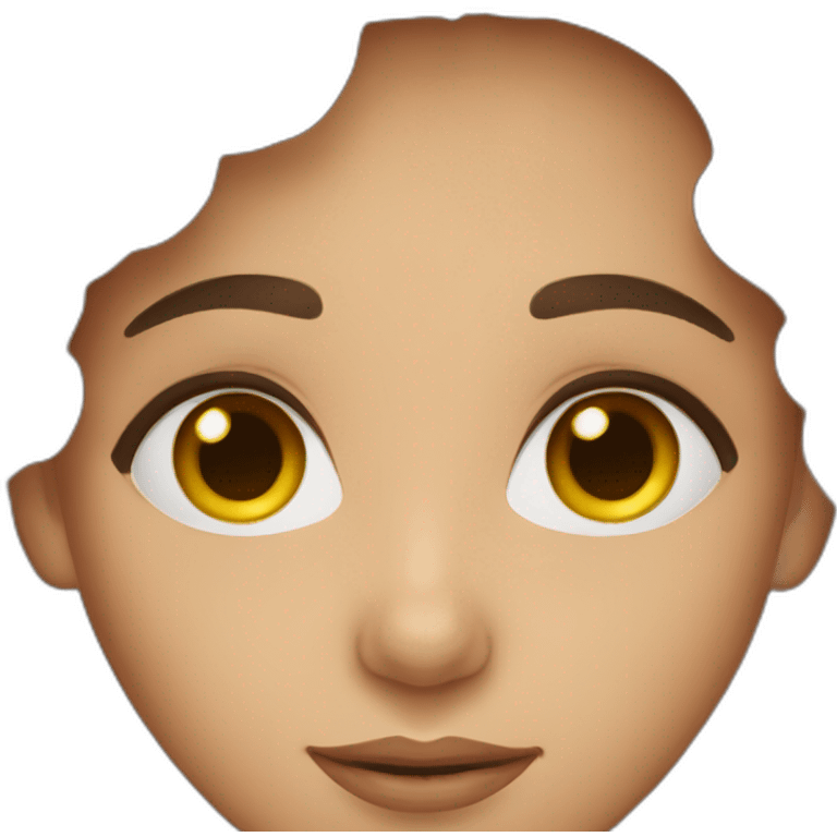 brunette woman with wavy brown hair and brown eyes emoji