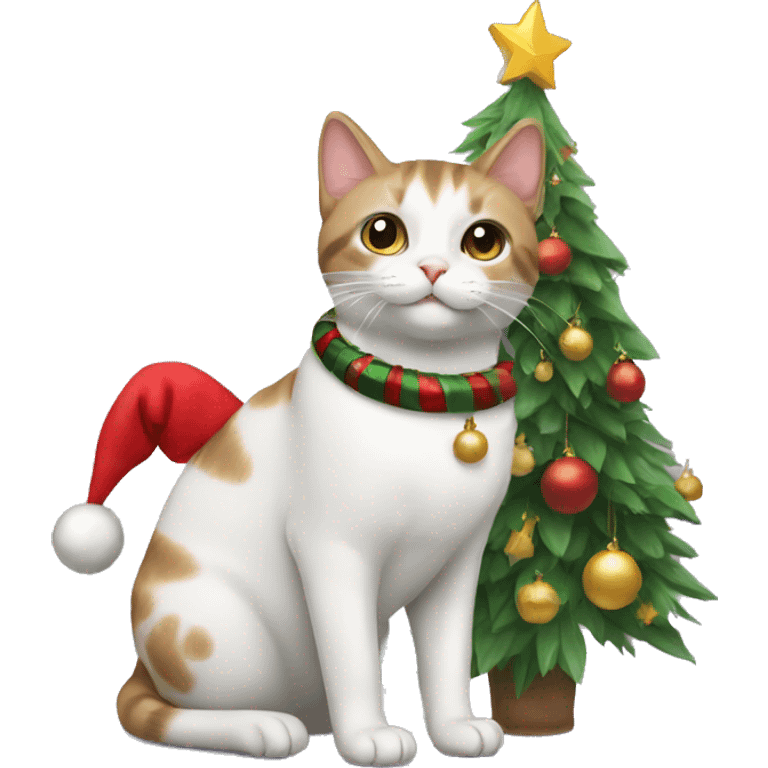 Cat with Christmas tree  emoji