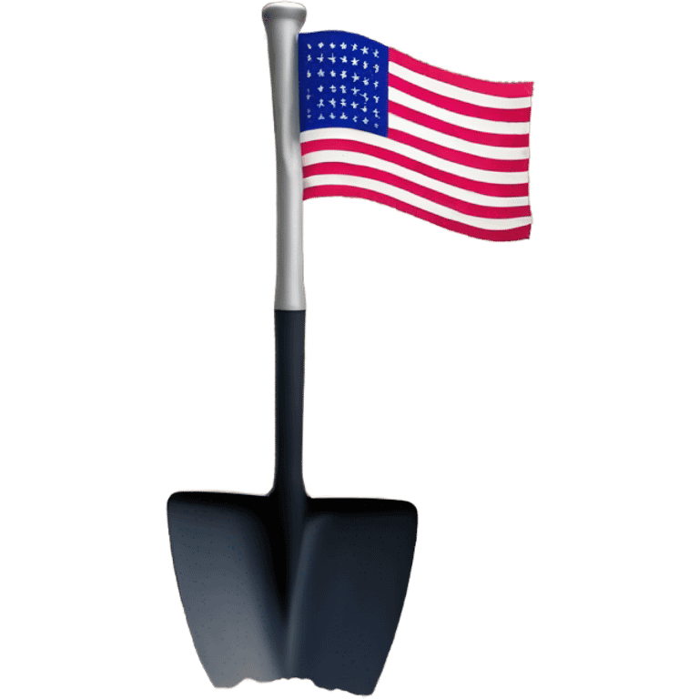 Large American Flag attached to one smaller black shovel in the ground   emoji