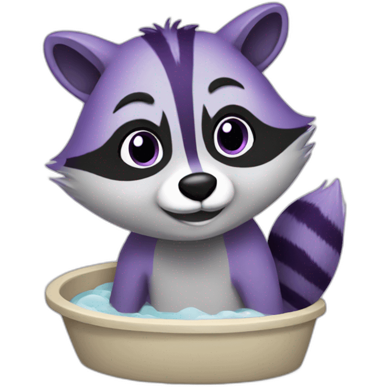 Purple raccoon washing emoji