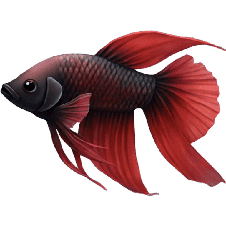 Black betta fish short fins and redish tones emoji