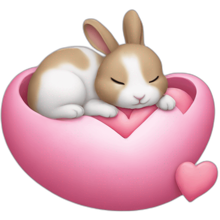 baby rabbit sleeping with heart emoji