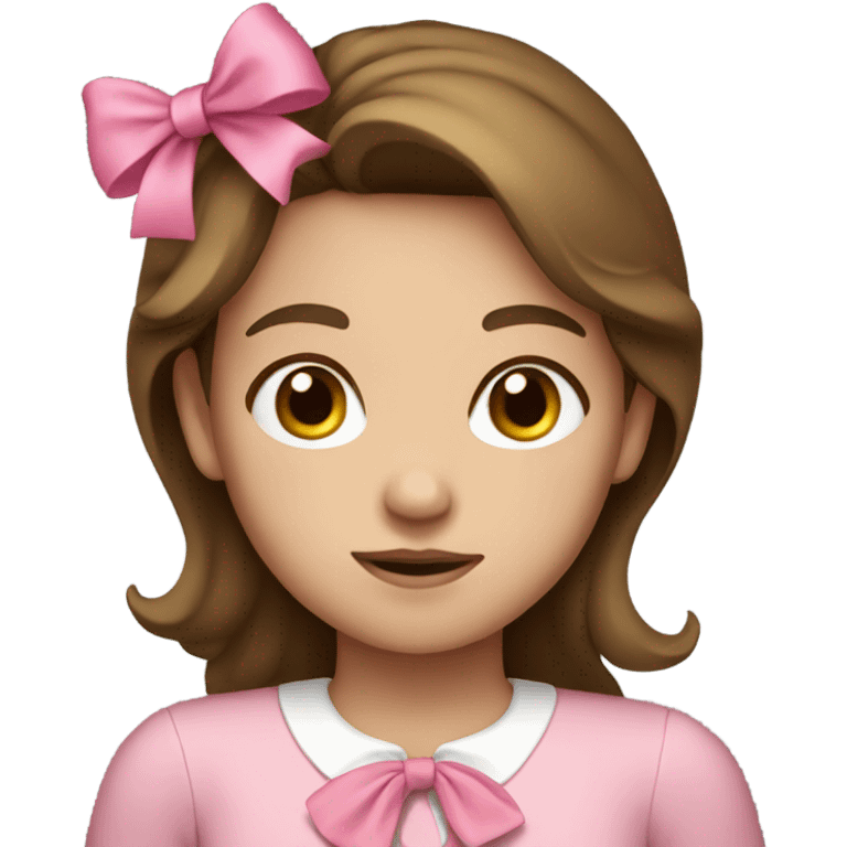 Brown hair girl with pink bow  emoji