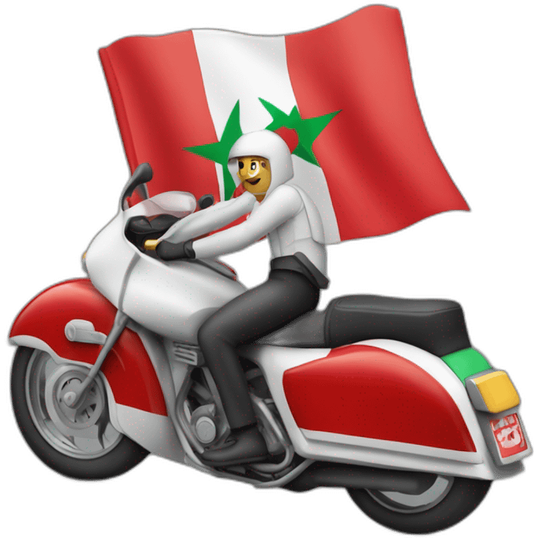 quelqu'un sur une moto avec le drapeau du Maroc derrière emoji