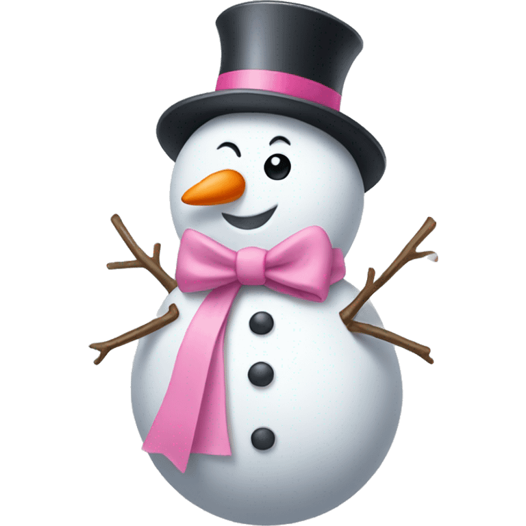 a cute snowman wearing a pink bow  emoji