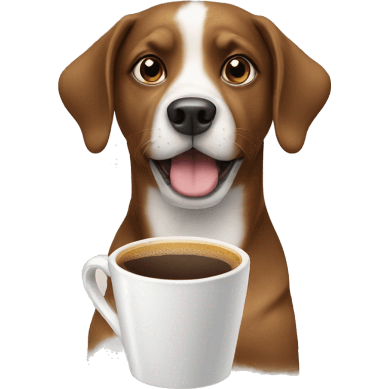 Dog with coffee emoji