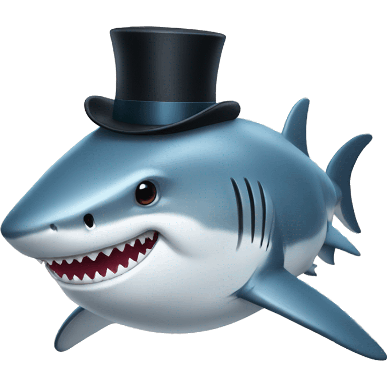 Shark with a top hat emoji