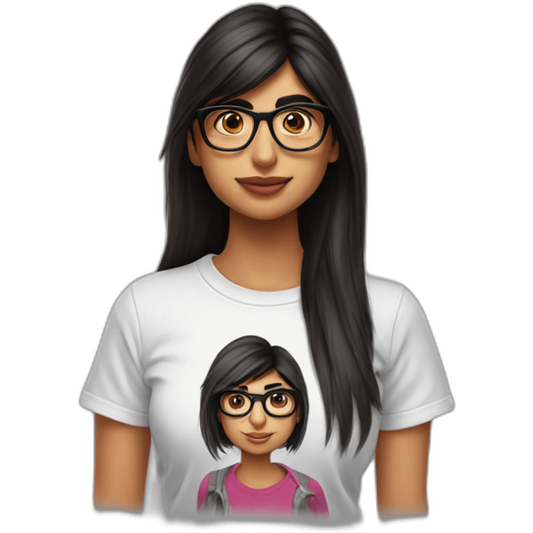 Mia khalifa with a teeshirt emoji