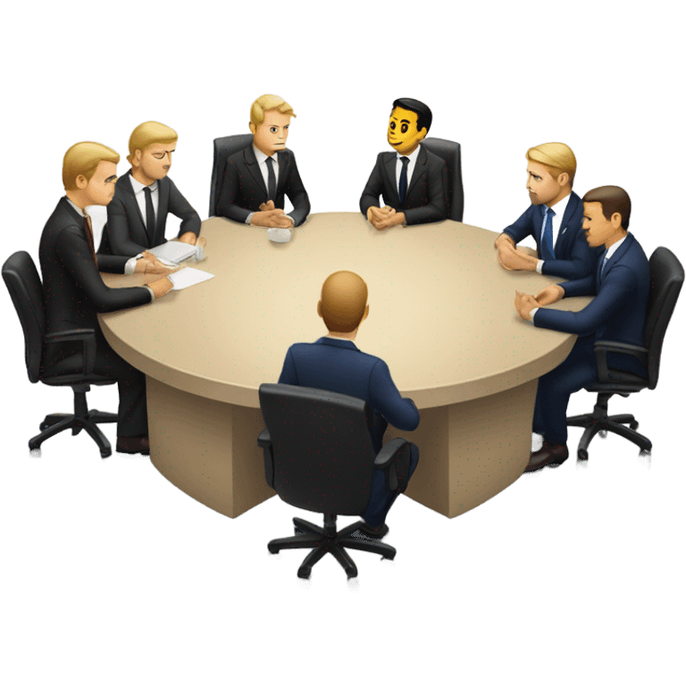 6 Caucasian men in suits sitting at a round table emoji