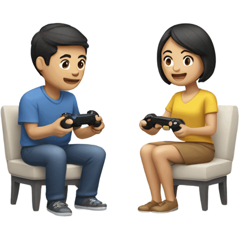 Asian Couple playing video games emoji