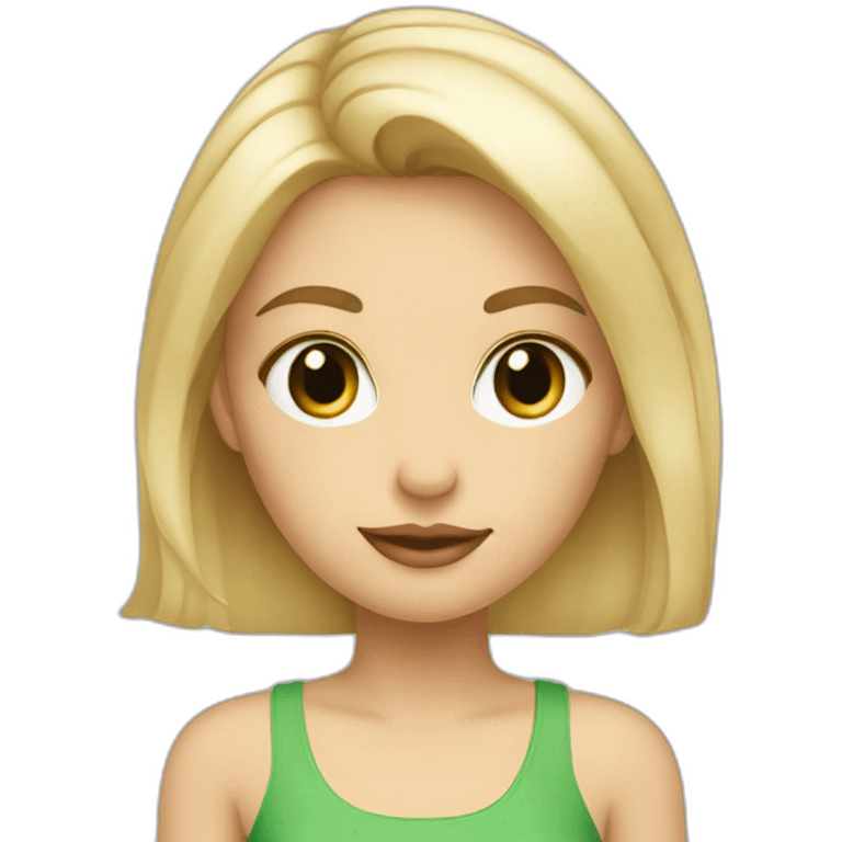 Fille blonde yeux vert et peau beige emoji