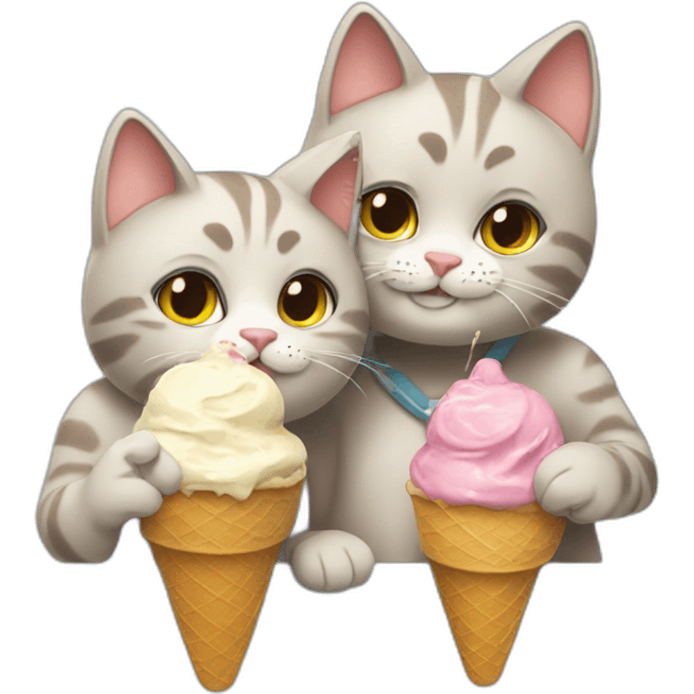 Cat eating ice cream with his girlfriend and loving her emoji