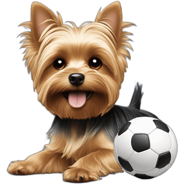 Yorkie playing football emoji