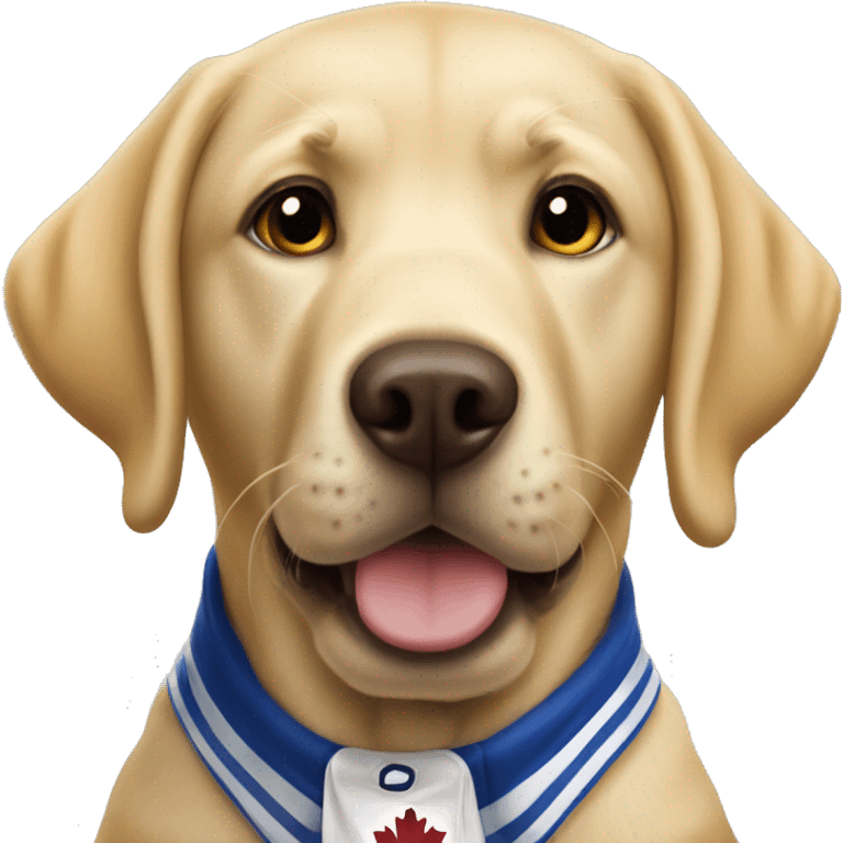 Yellow Labrador wearing a Toronto maple leaf jersey  emoji