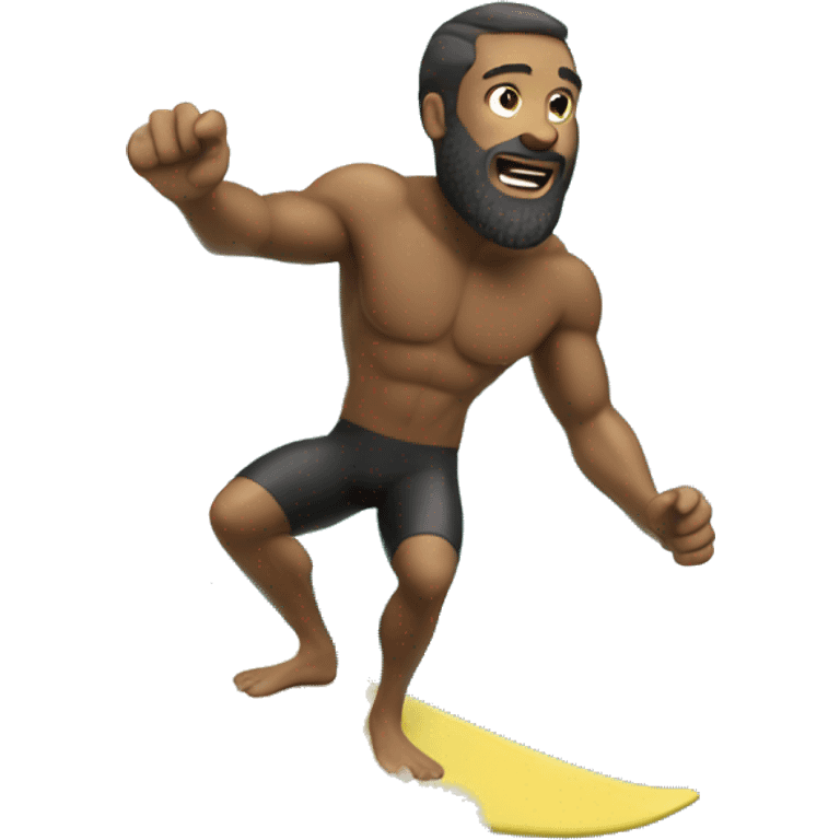 Man with beard surfing a big wave emoji