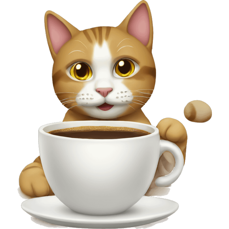 Cat drinking coffee emoji