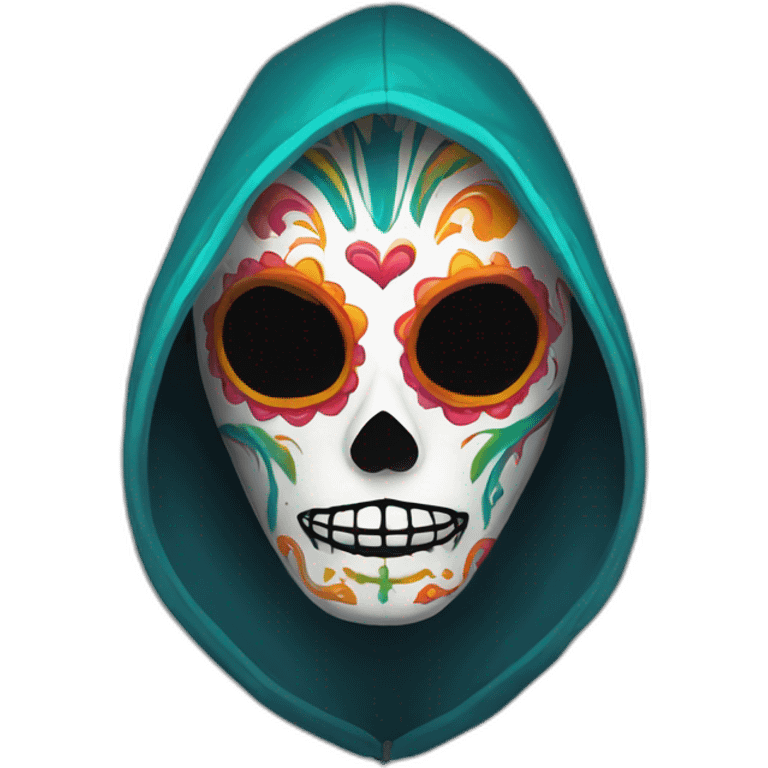 Colorful el muerte mask in hoodie emoji