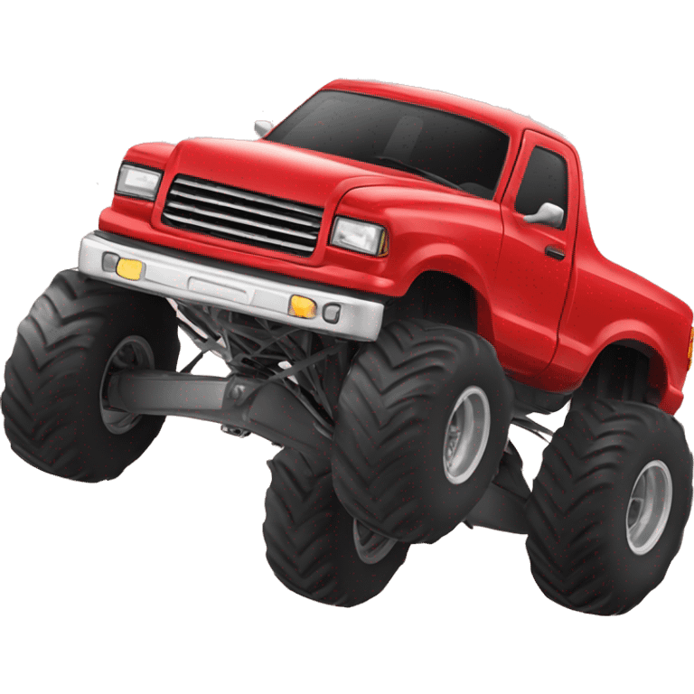 RED Monster truck FLYING THROUGH THE AIR.  emoji