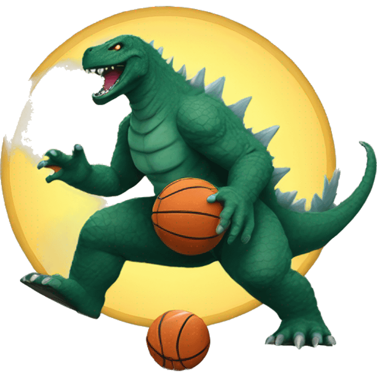 Godzilla playing basketball emoji