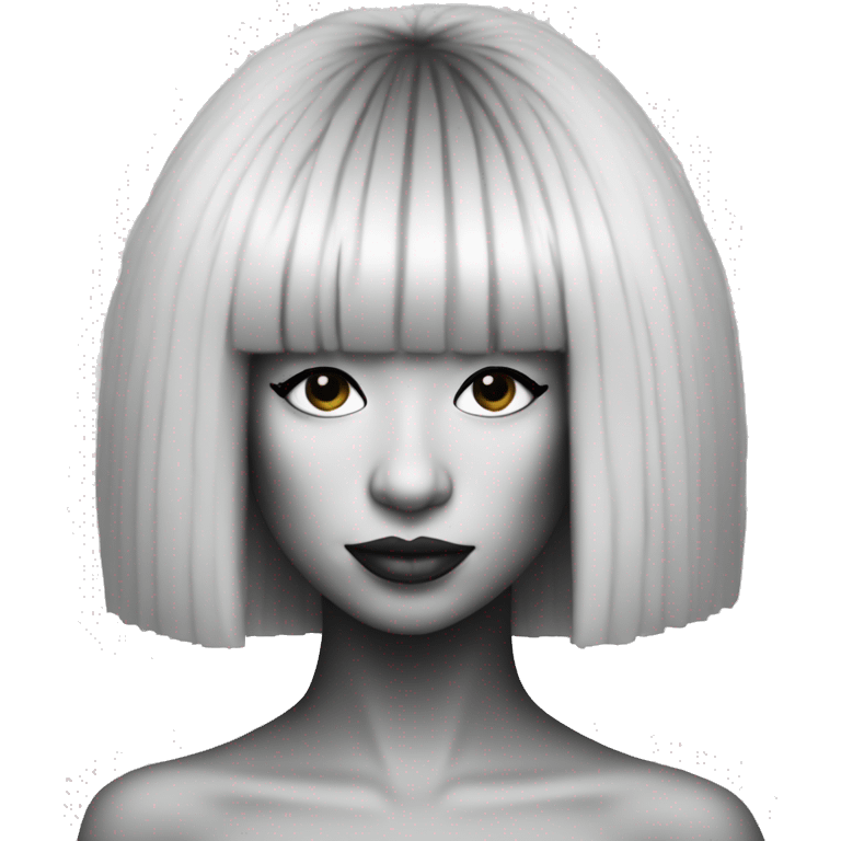 singer sia with big wig black and whit emoji