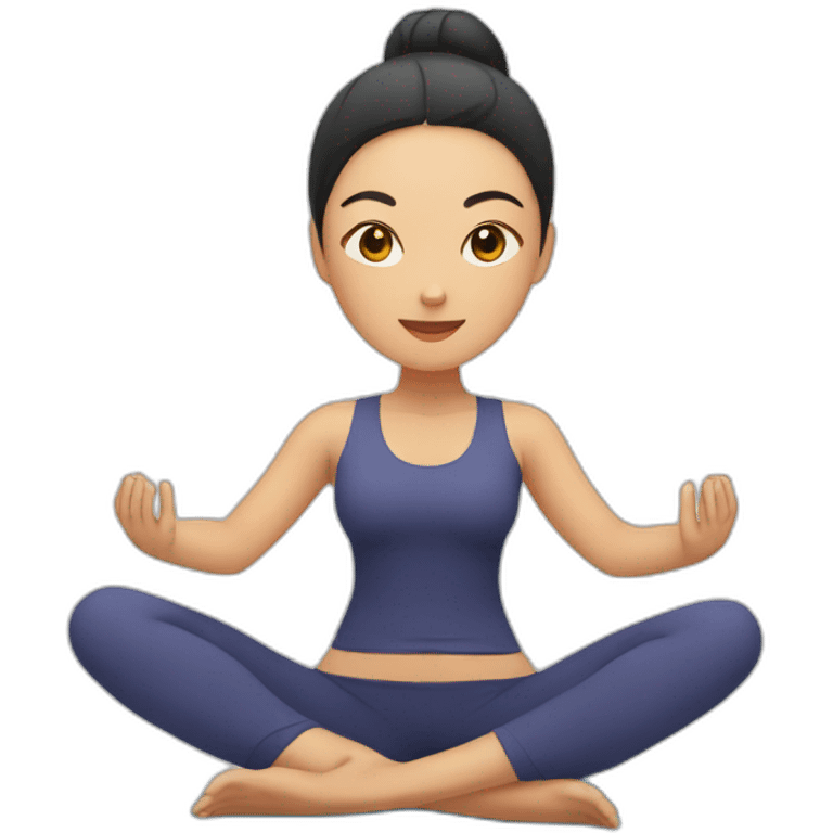 Asian woman doing yoga emoji