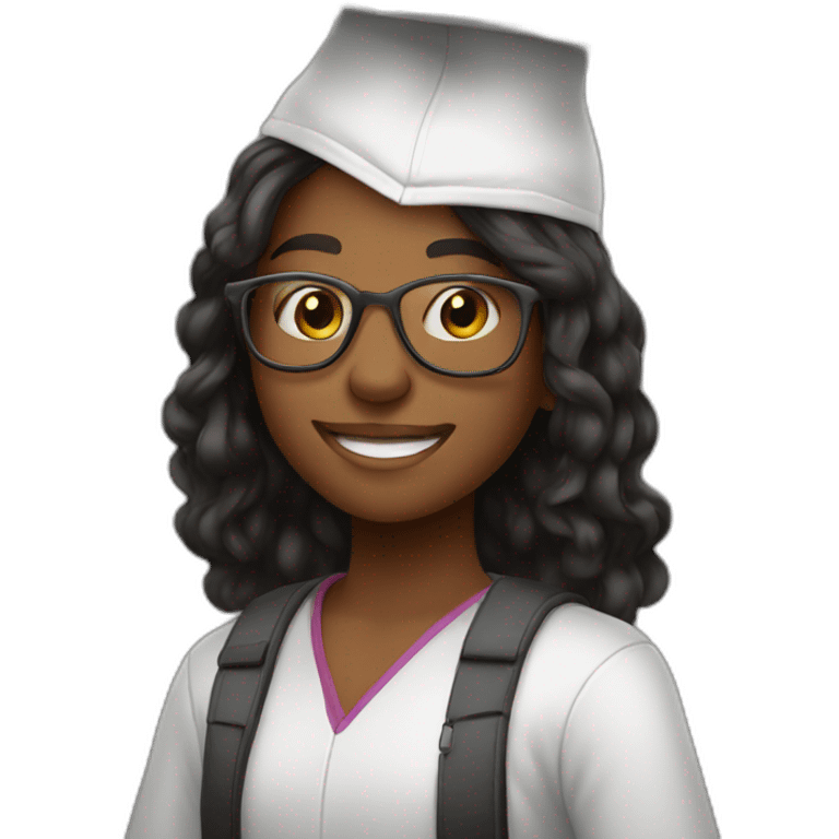 a white student greets in an academic hat emoji