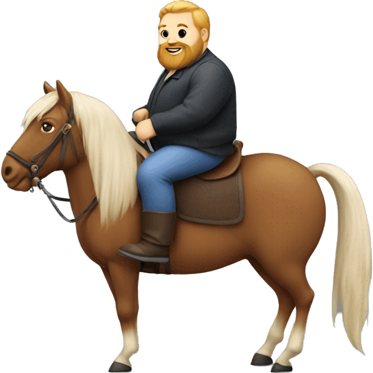 Fat man with beard riding small horse emoji