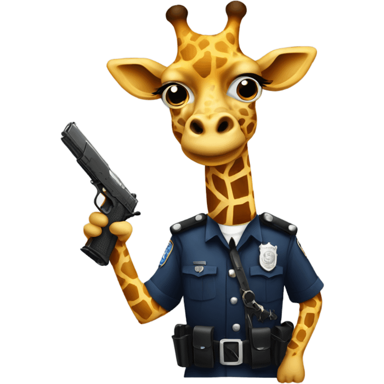 A giraffe with a police uzi and is a robber emoji