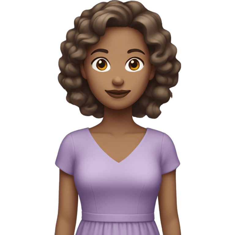 Brunette light skin tone wearing a light purple dress emoji