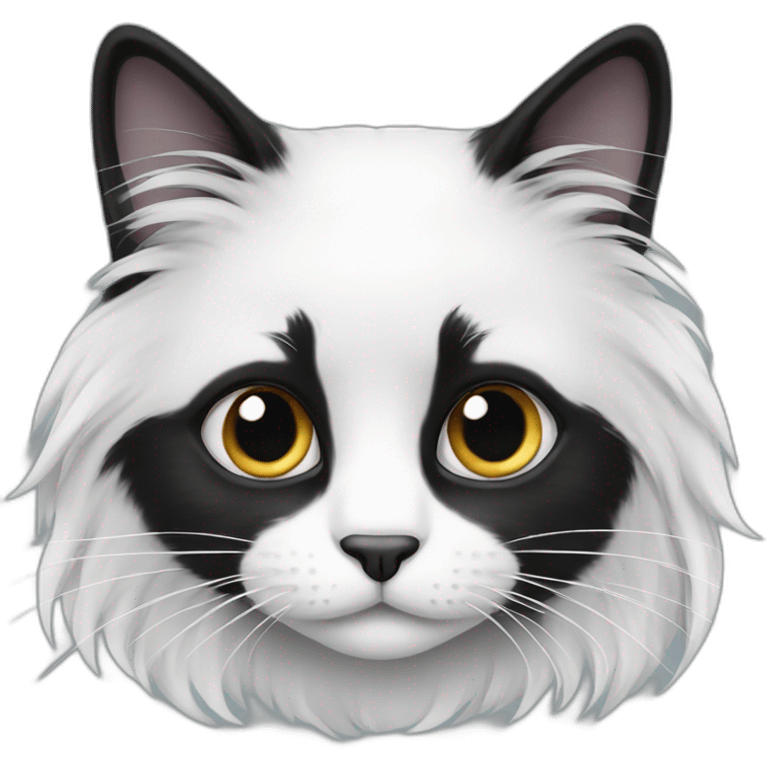 long hair black and white cat emoji