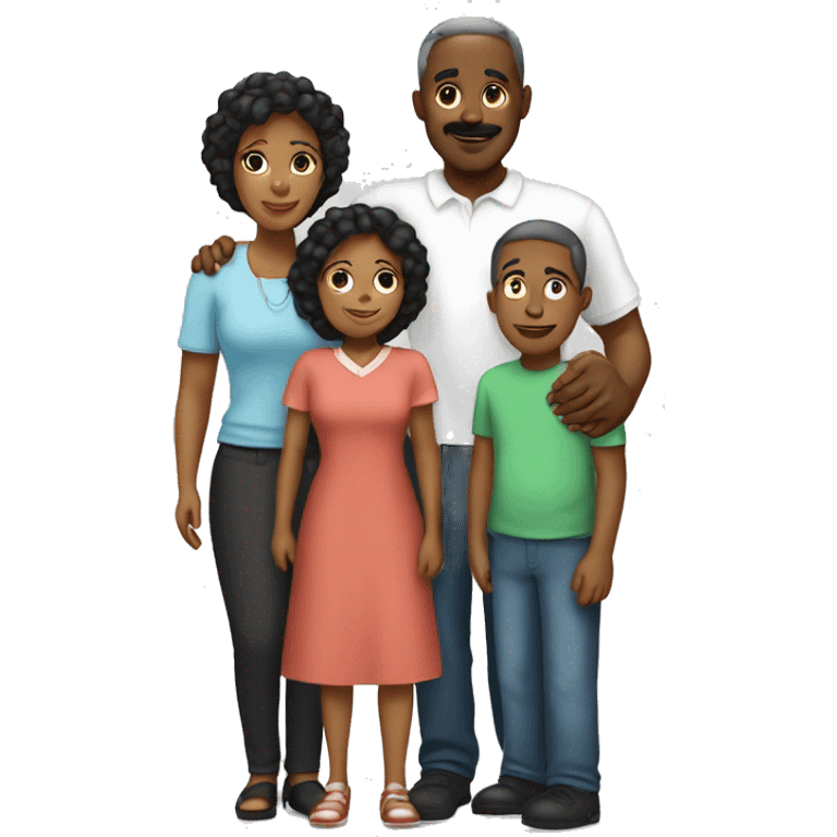 a loving black family with black dad and white mom emoji