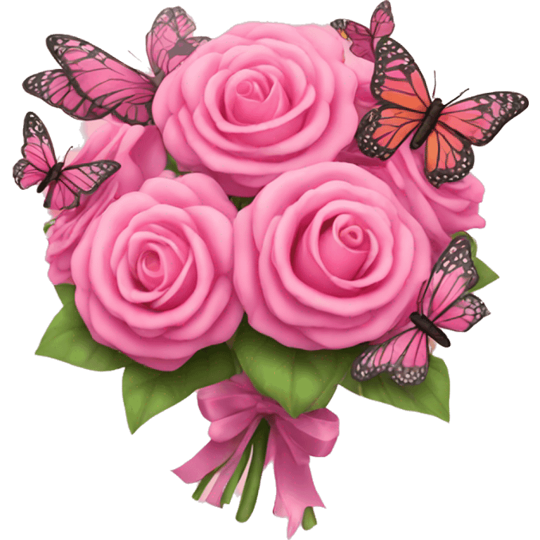 pink bouquet with butterflies emoji