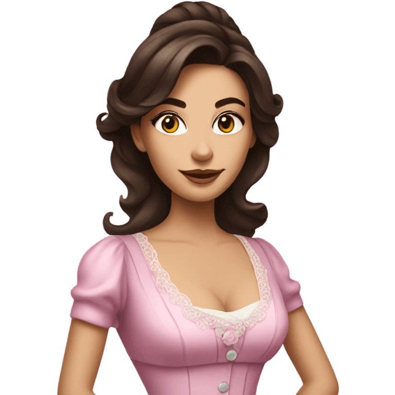 Brunette Woman in fancy tea party attire emoji