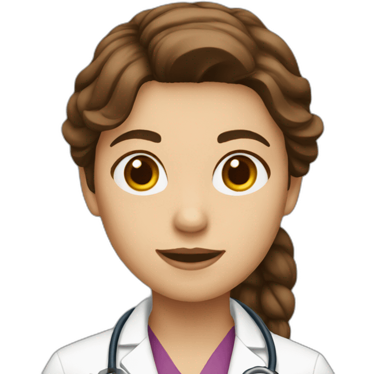 Female brown hair Doctor emoji