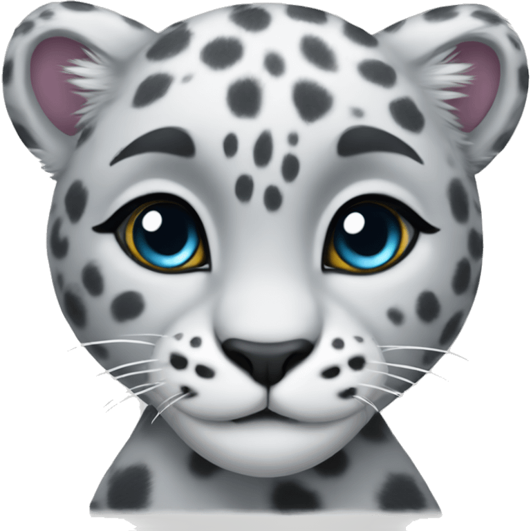 cute snow leopard shows a heart emoji